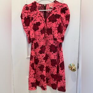 Kate Spade Pink/Red Floral MIDI Dress Size 0